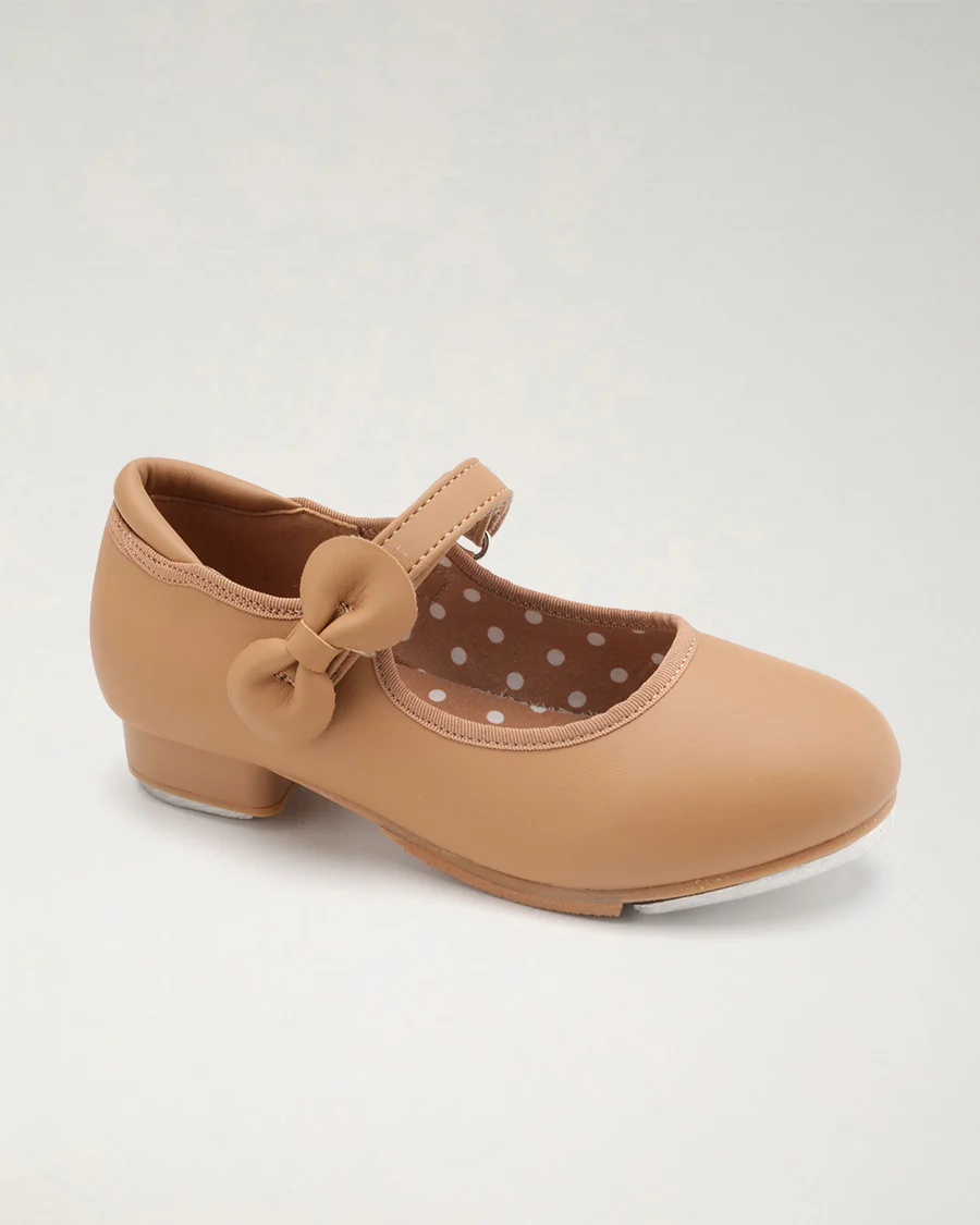 Kids Adjustable Strap Tap Shoes with Bow Embellishment