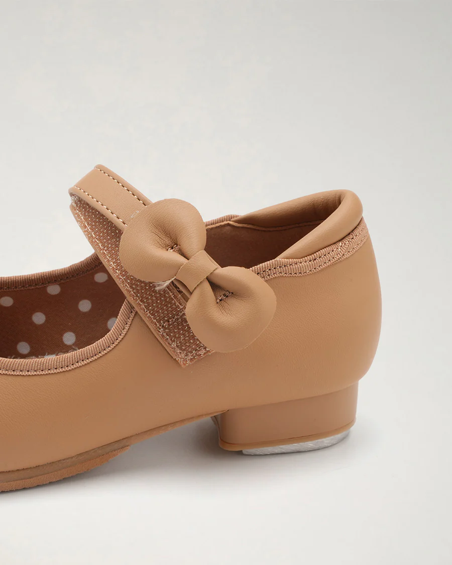 Kids Adjustable Strap Tap Shoes with Bow Embellishment - Image 4