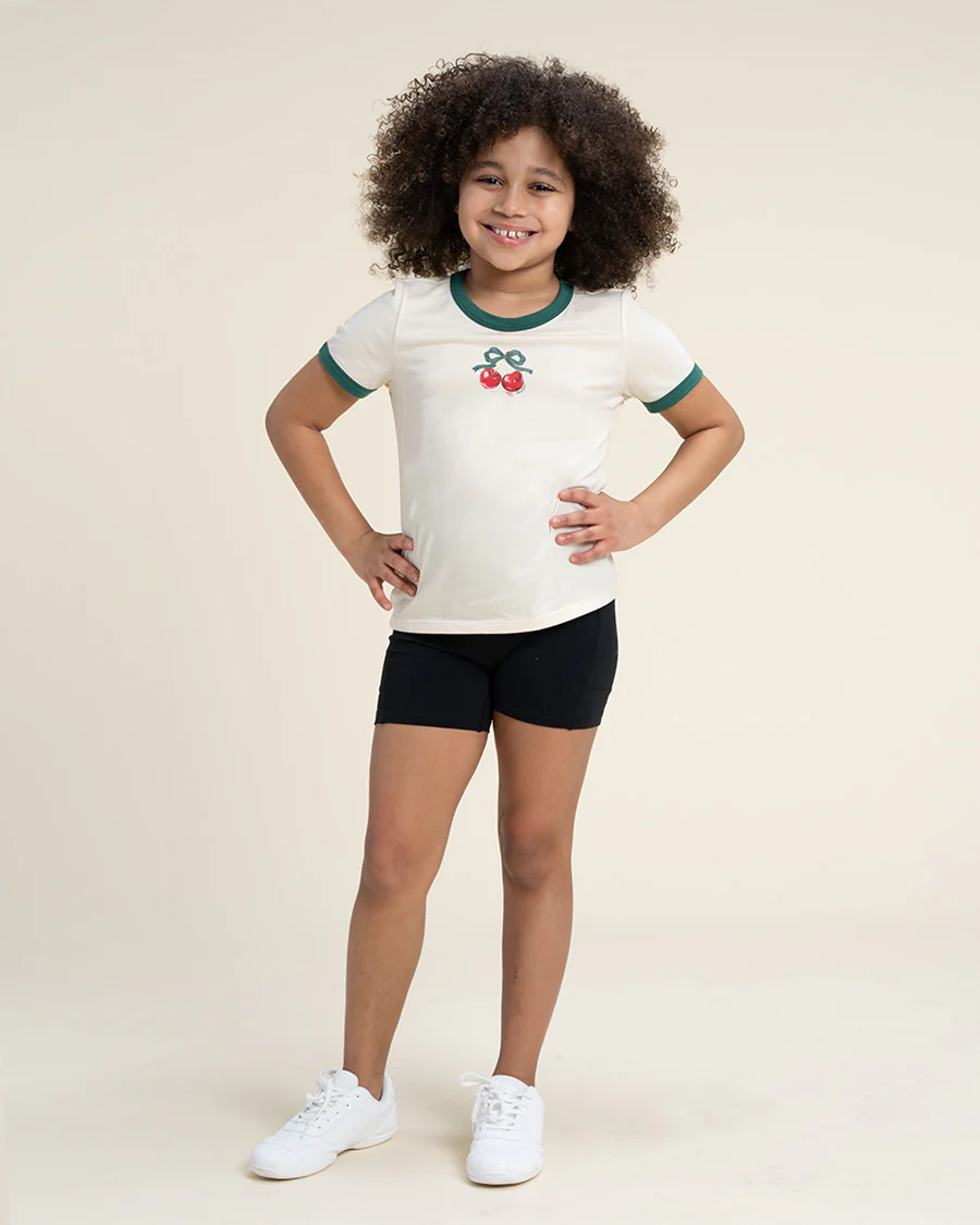 Kids Cherry Print Ringer Tee - Image 4