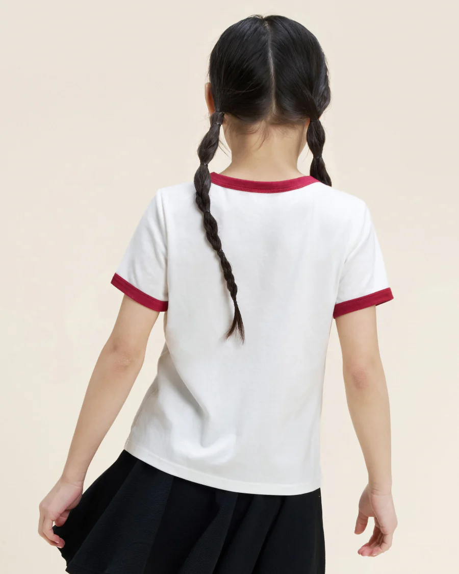 Kids Cherry Print Ringer Tee - Image 2