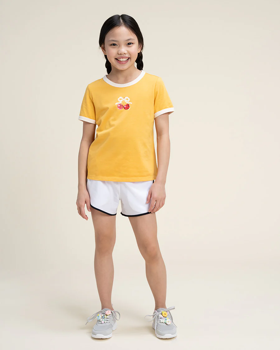 Kids Cherry Print Ringer Tee - Image 4