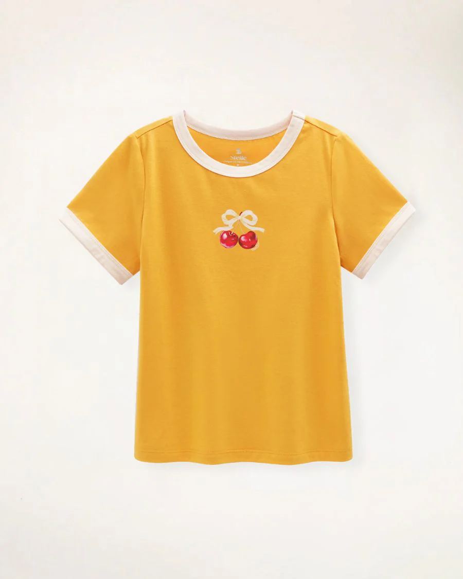 Kids Cherry Print Ringer Tee - Image 5