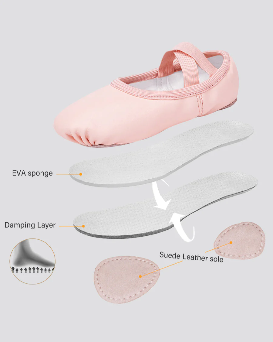 Kids Cross Strap Vegan Leather Ballet Shoes - Image 4