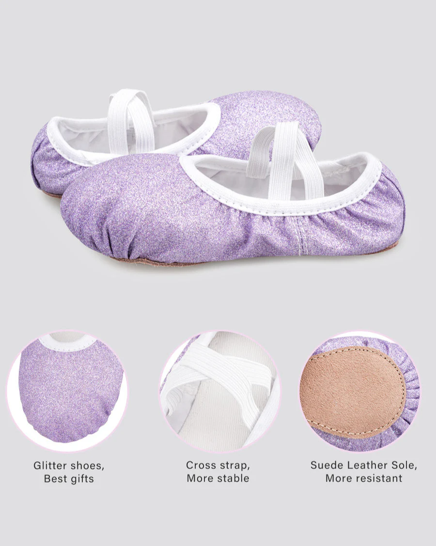 Kids Glitter Ballet Shoes - Image 3