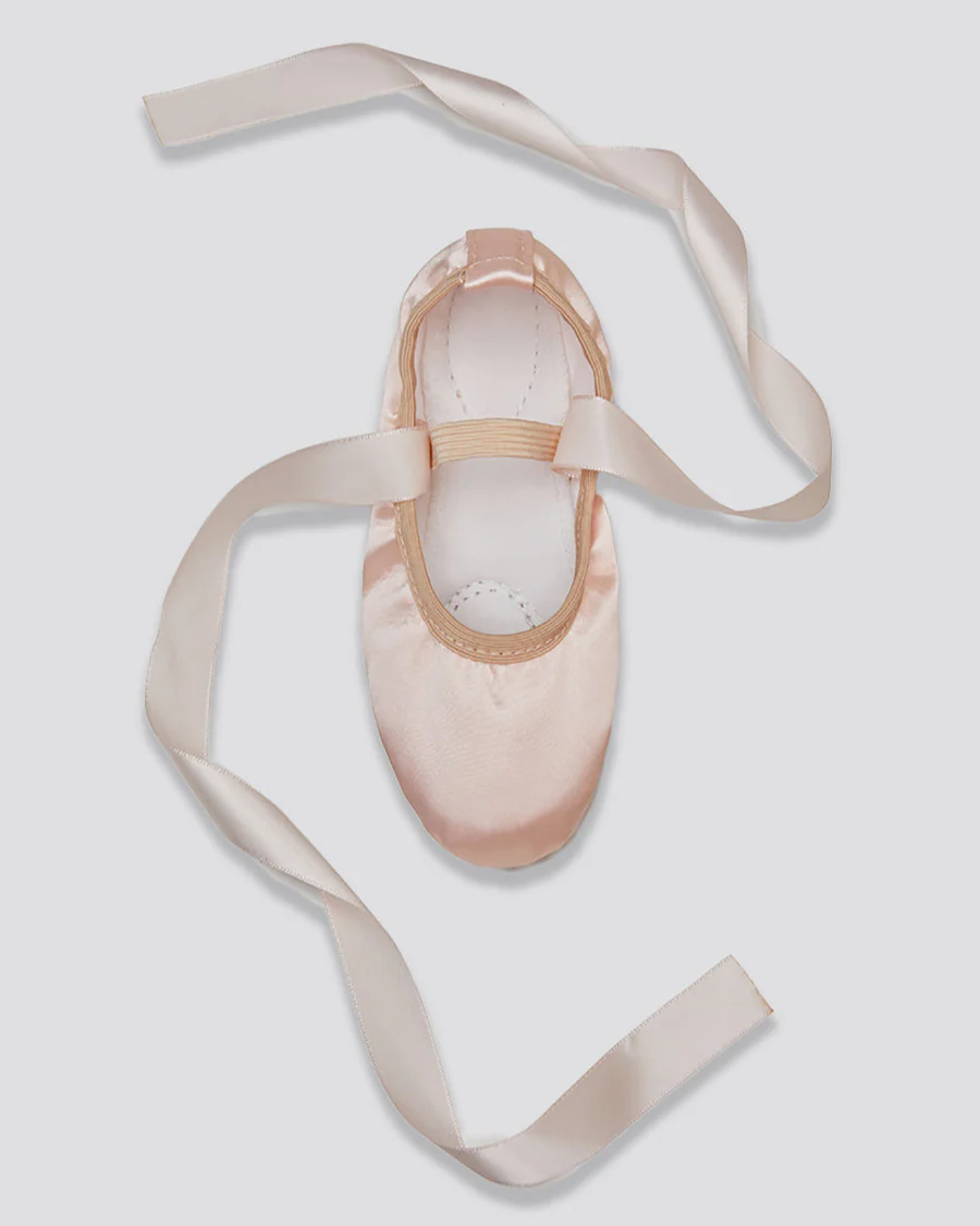 Kids Satin Ballet Shoes with Ribbon - Image 3