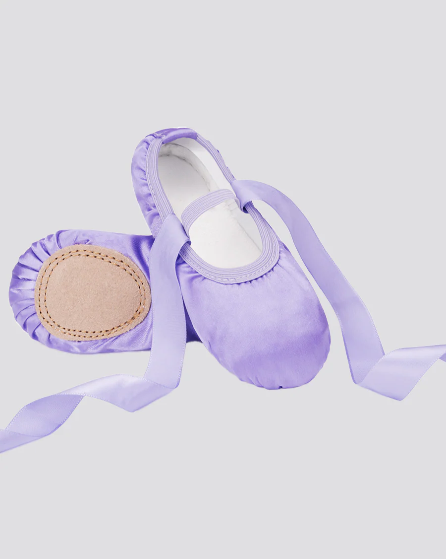 Kids Satin Ballet Shoes with Ribbon - Image 2