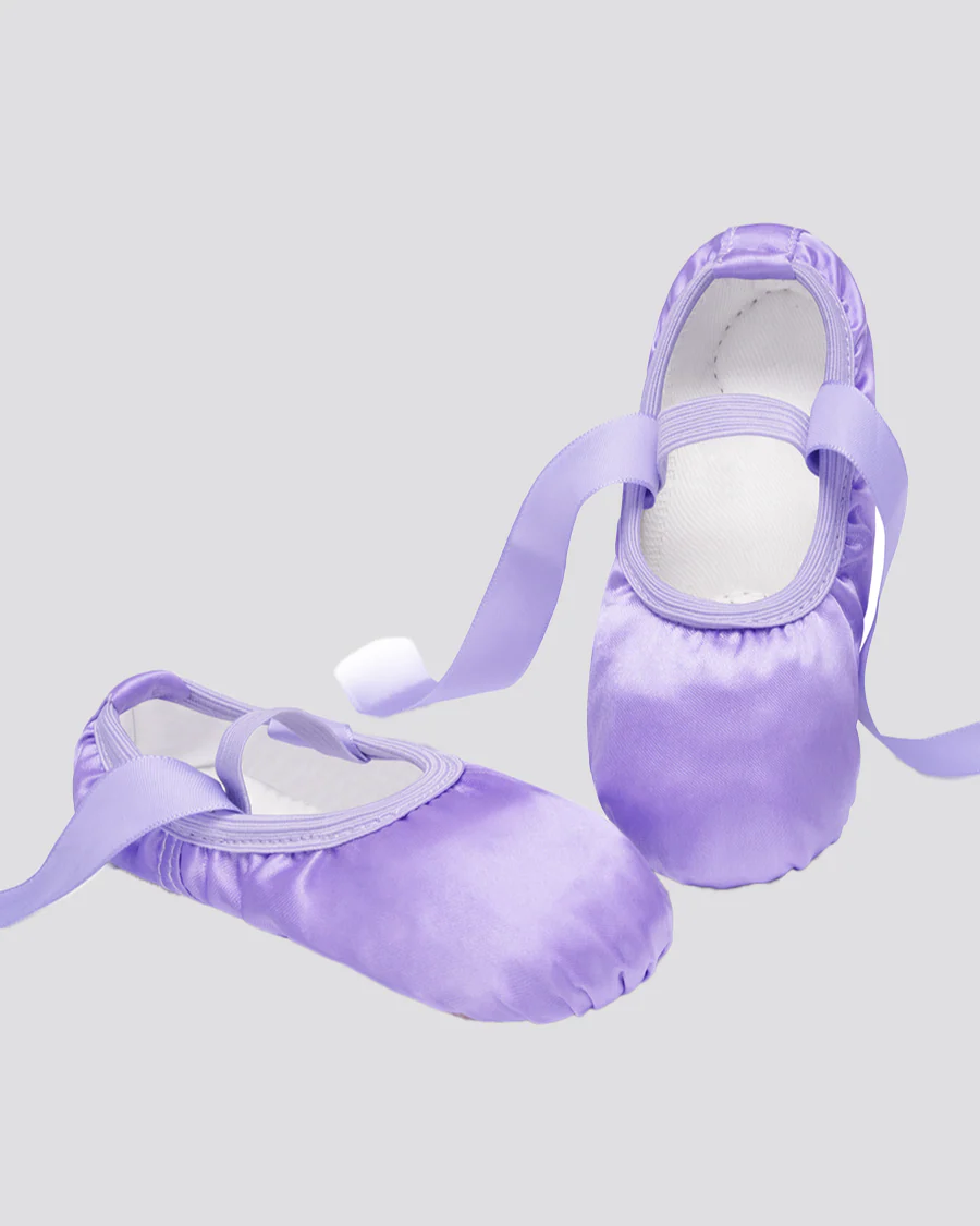 Kids Satin Ballet Shoes with Ribbon - Image 4