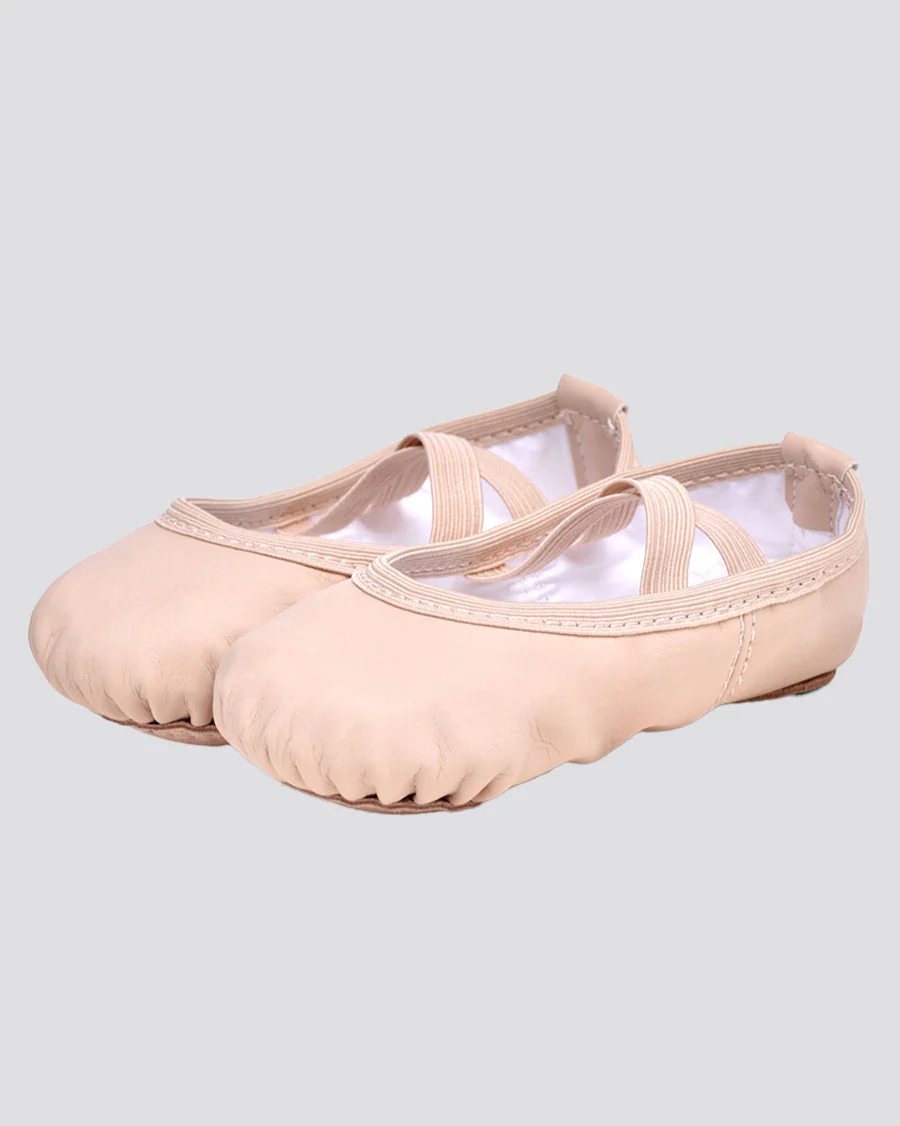 Kids Vegan Leather Ballet Shoes(split sole, no drawstring)