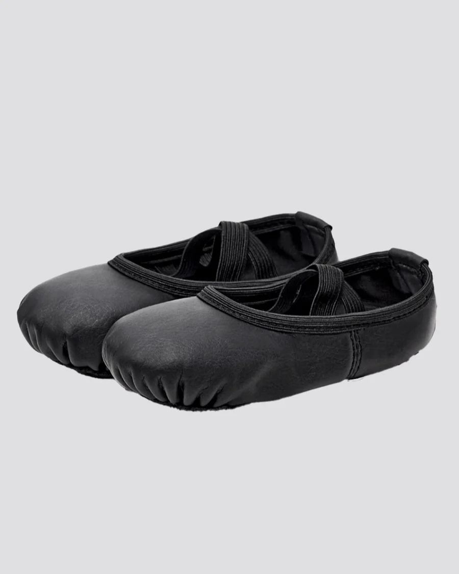 Kids Vegan Leather Ballet Shoes(split sole, no drawstring) - Image 2
