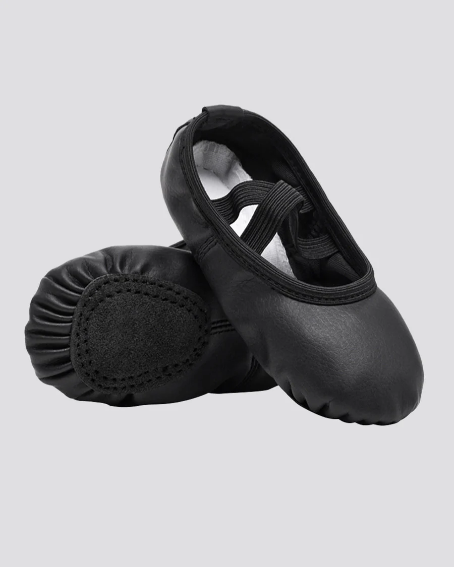 Kids Vegan Leather Ballet Shoes(split sole, no drawstring) - Image 3