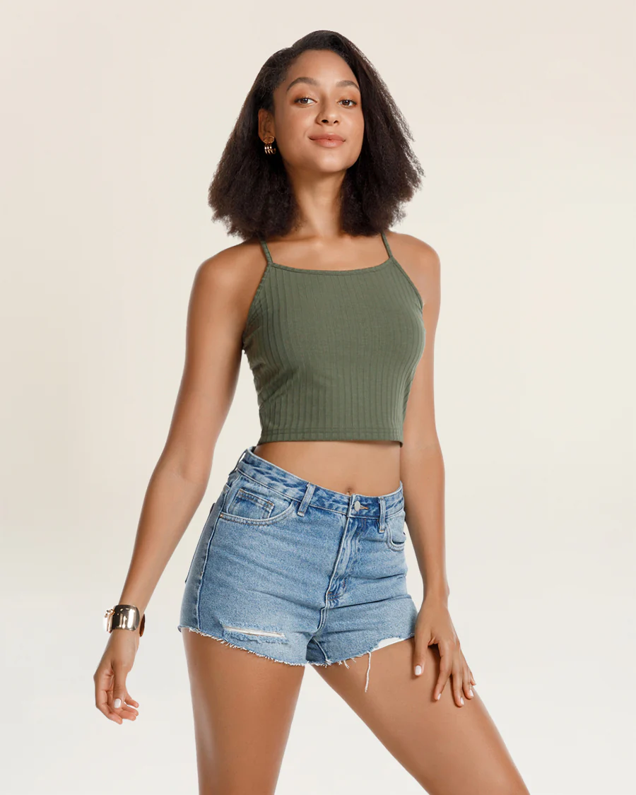 Ribbed Knit Cami Crop Top