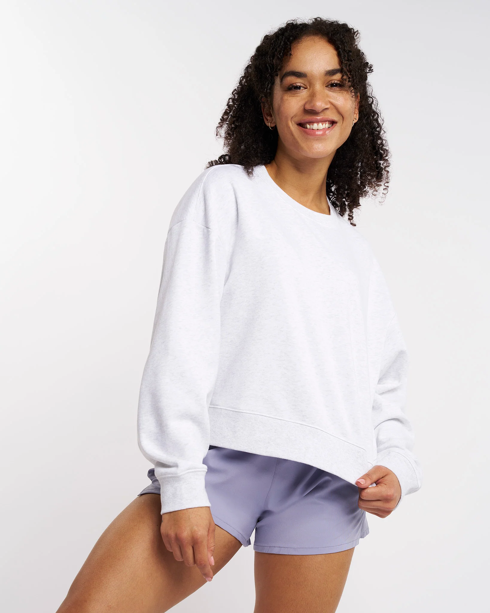 Oversized Cropped Crewneck Sweatshirt