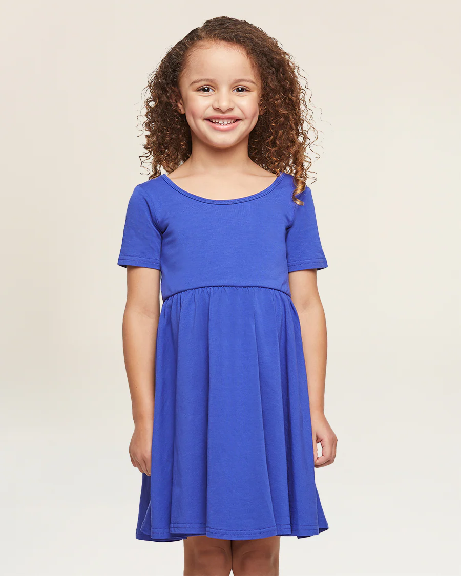 Girls Short Sleeve A-Line Twirly Dress