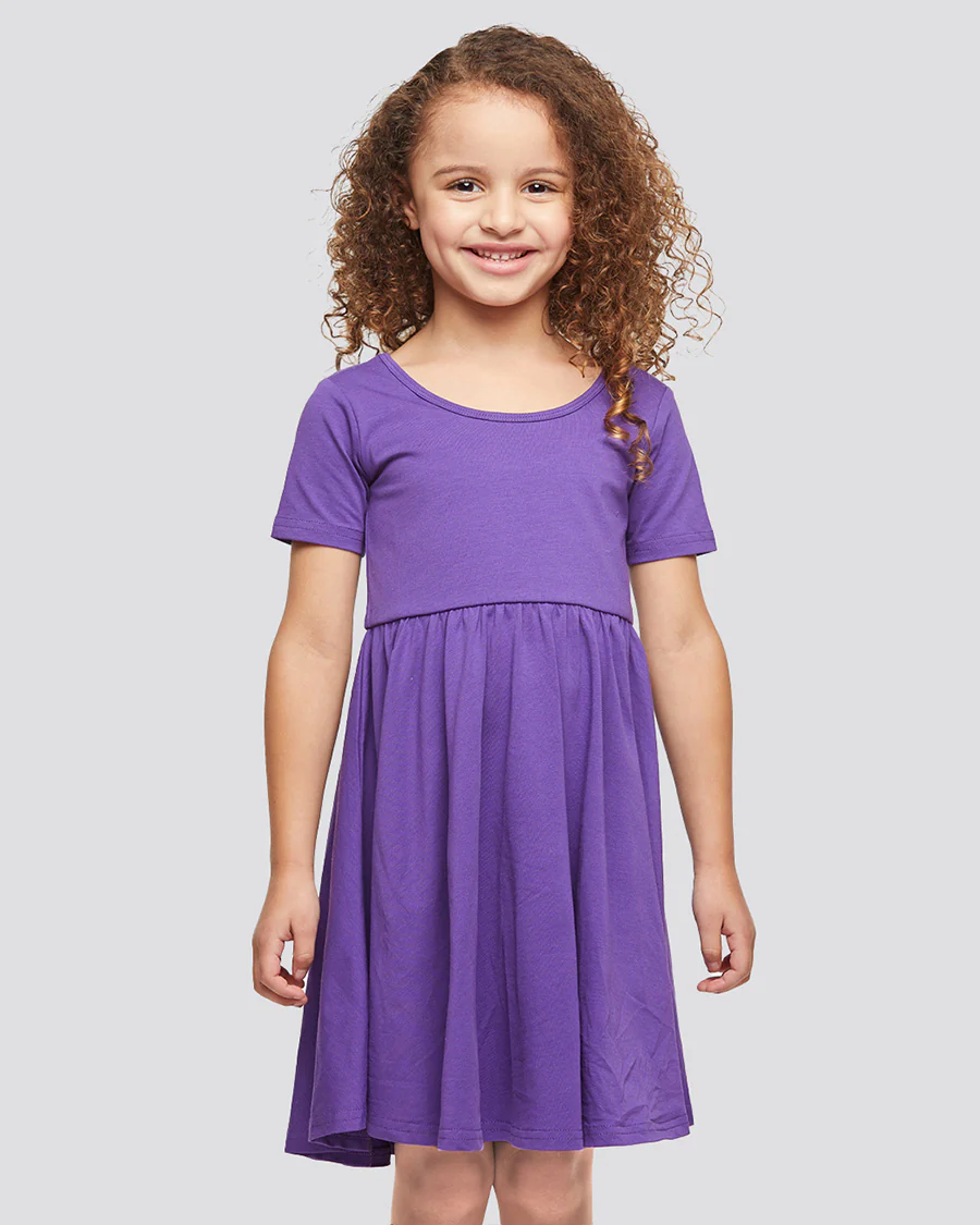 Girls Short Sleeve A-Line Twirly Dress