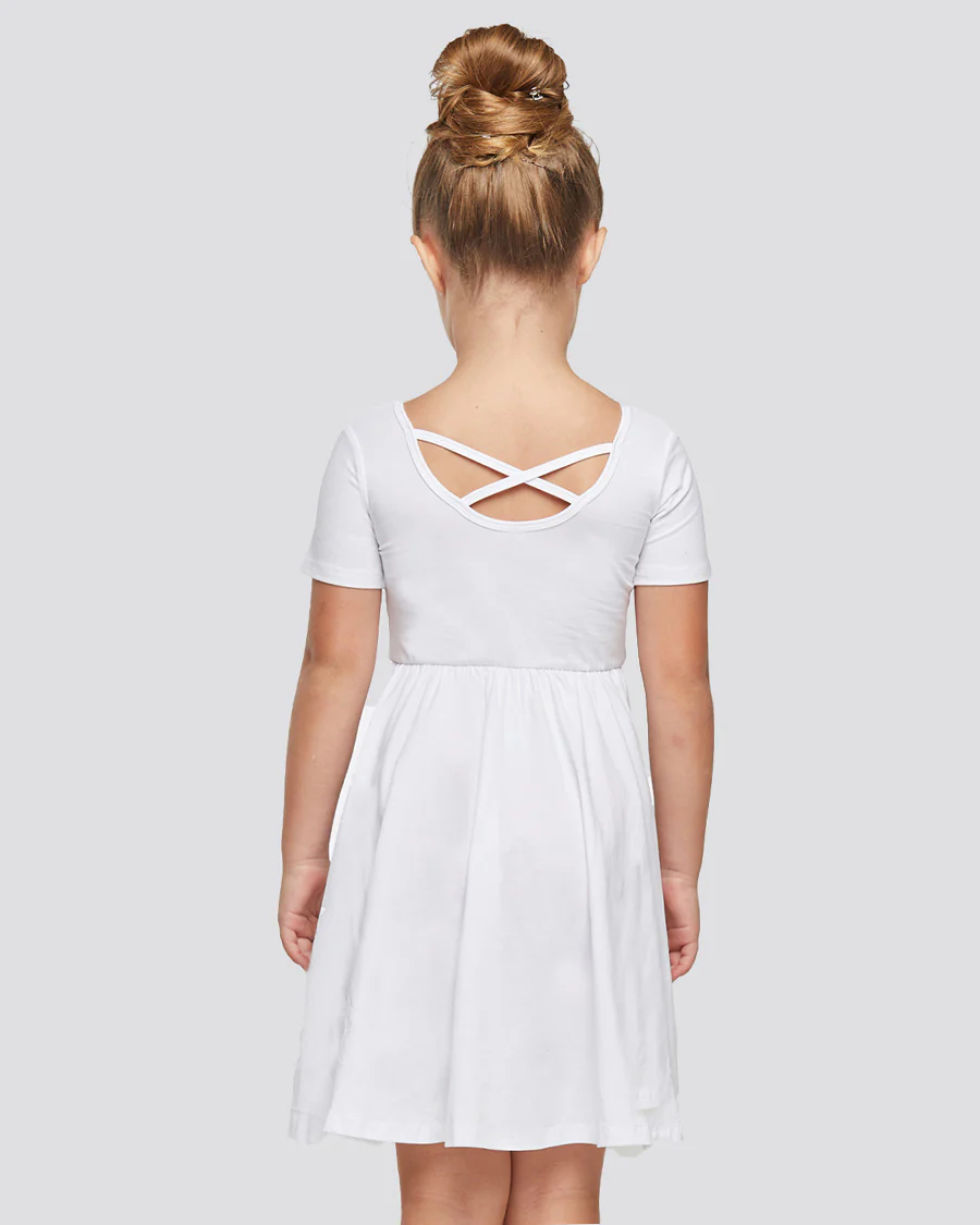 Girls Short Sleeve A-Line Twirly Dress - Image 2