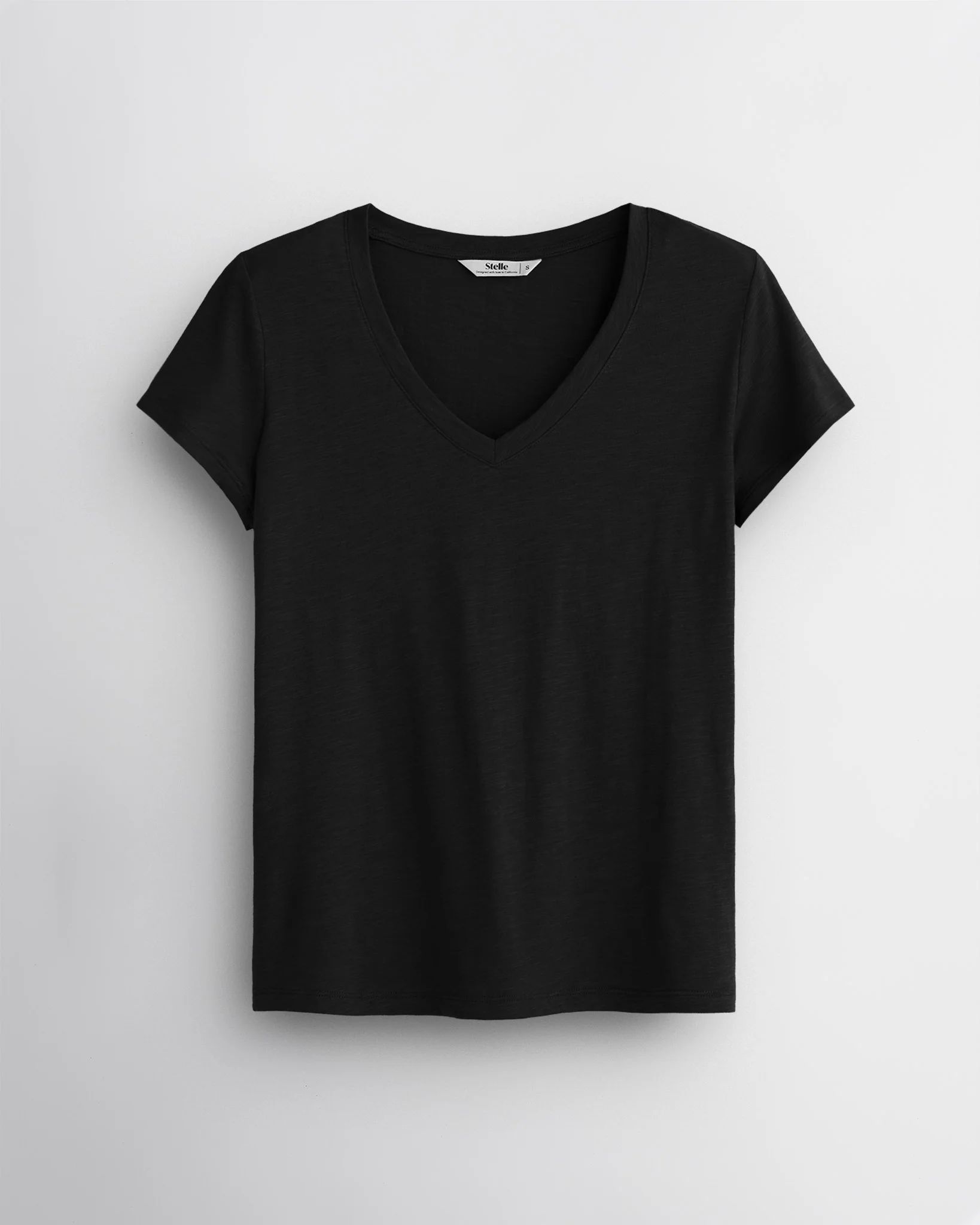 Short Sleeve Slub V-Neck T-Shirt
