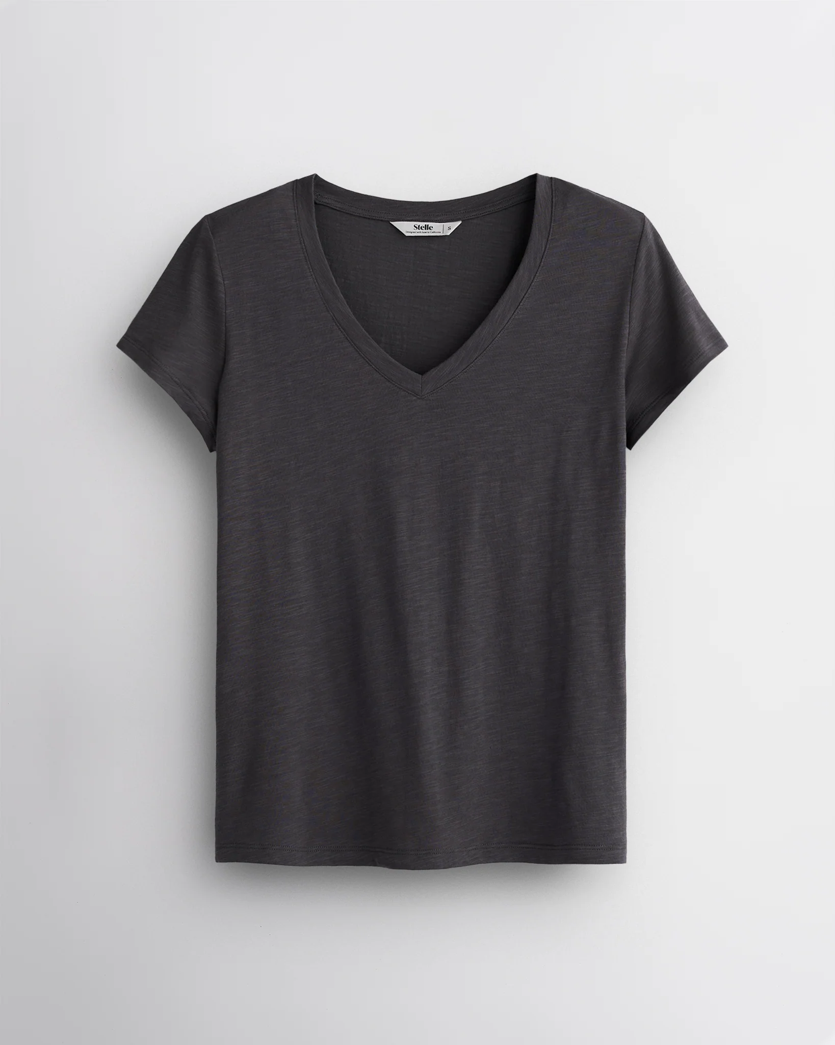 Short Sleeve Slub V-Neck T-Shirt