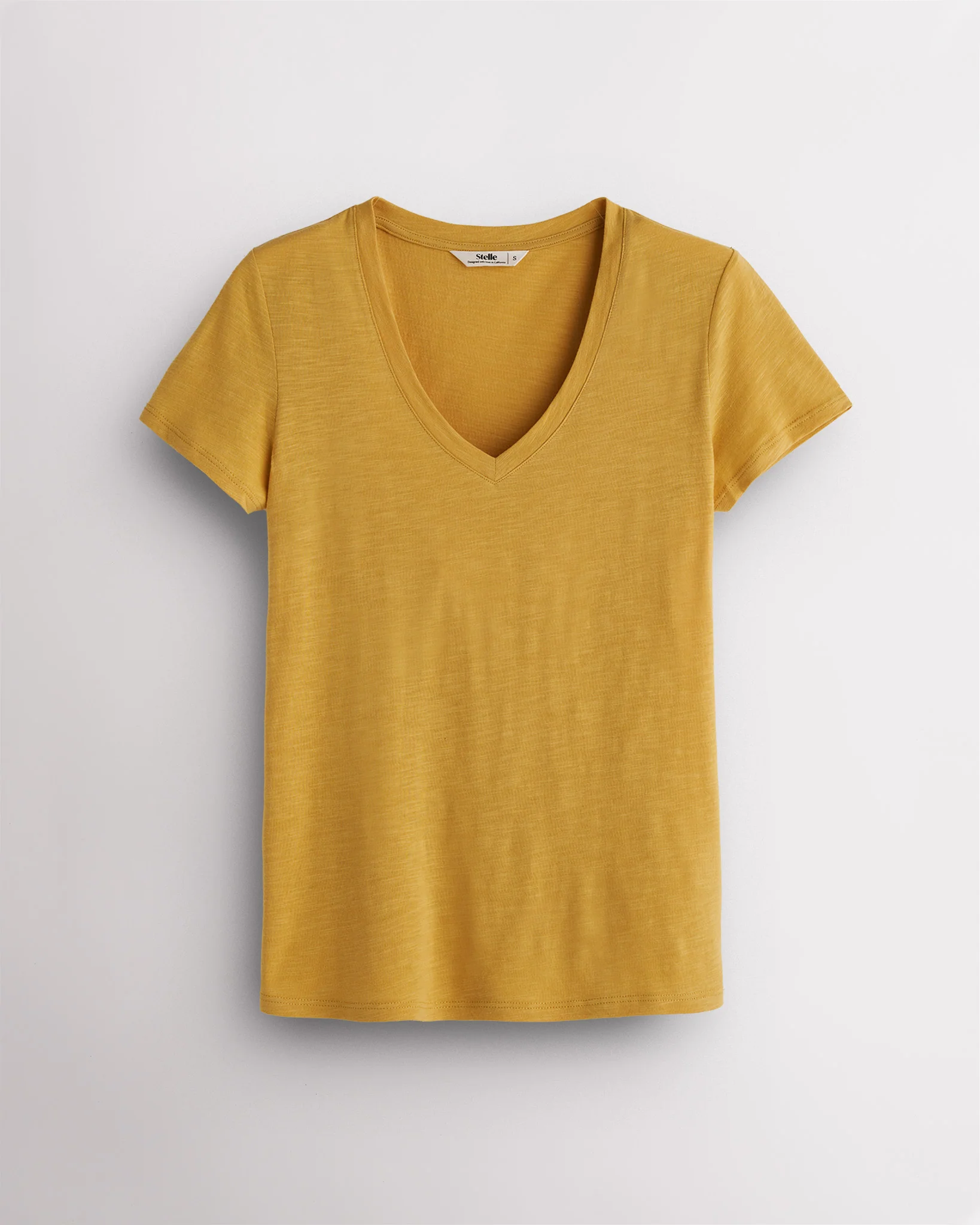 Short Sleeve Slub V-Neck T-Shirt