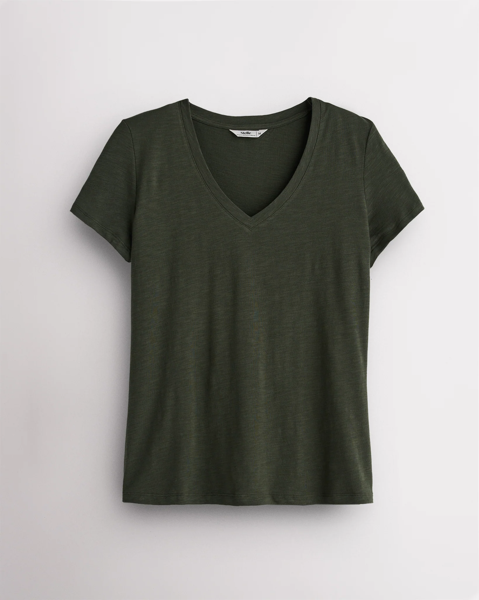 Short Sleeve Slub V-Neck T-Shirt
