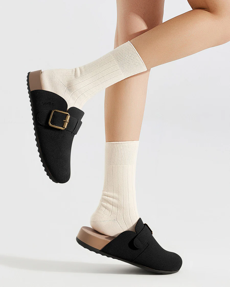 Square Buckle Suede Clogs - Image 2