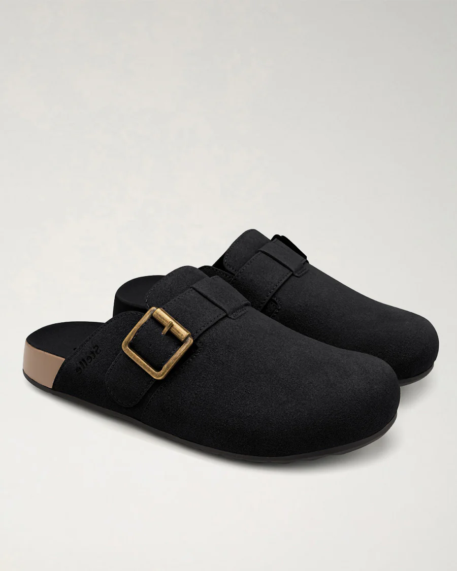 Square Buckle Suede Clogs - Image 3