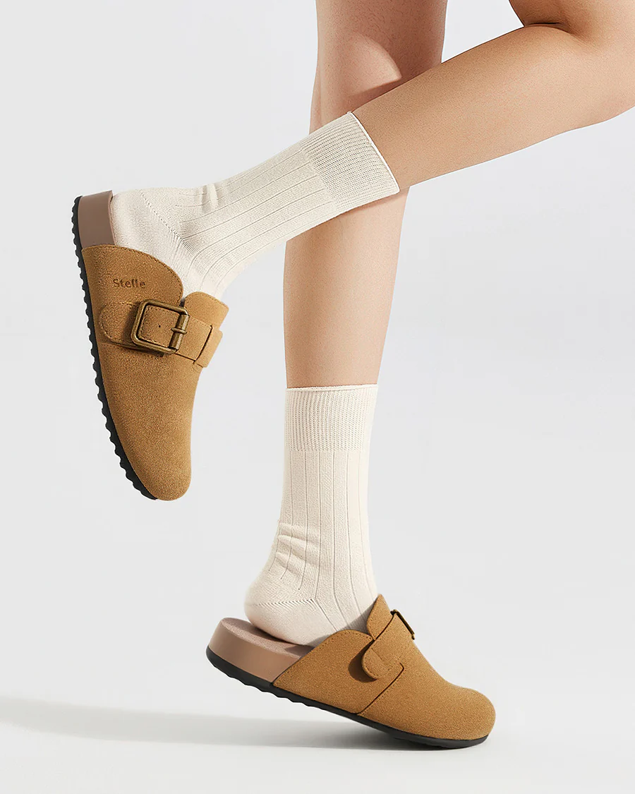 Square Buckle Suede Clogs - Image 2