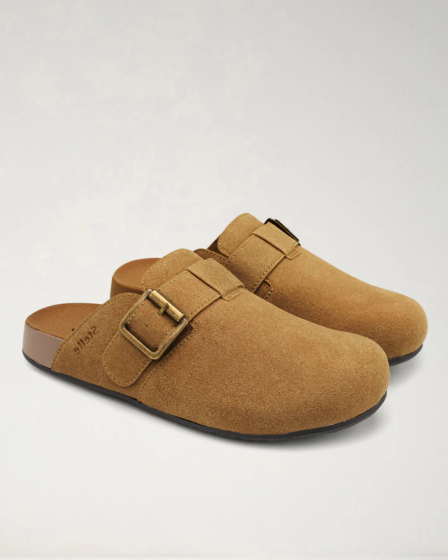Square Buckle Suede Clogs - Image 3