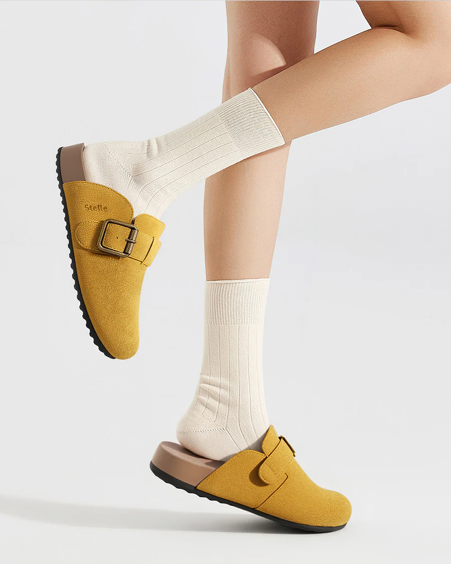 Square Buckle Suede Clogs - Image 3