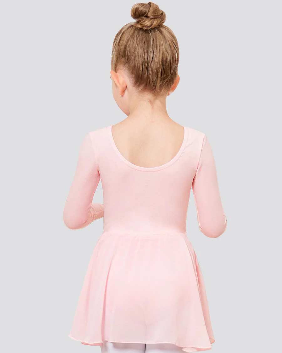 Girls Long Sleeve Ballet Leotards with Sheer Skirt - Image 3