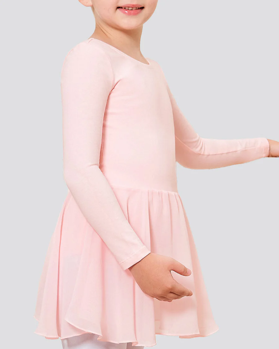 Girls Long Sleeve Ballet Leotards with Sheer Skirt - Image 5