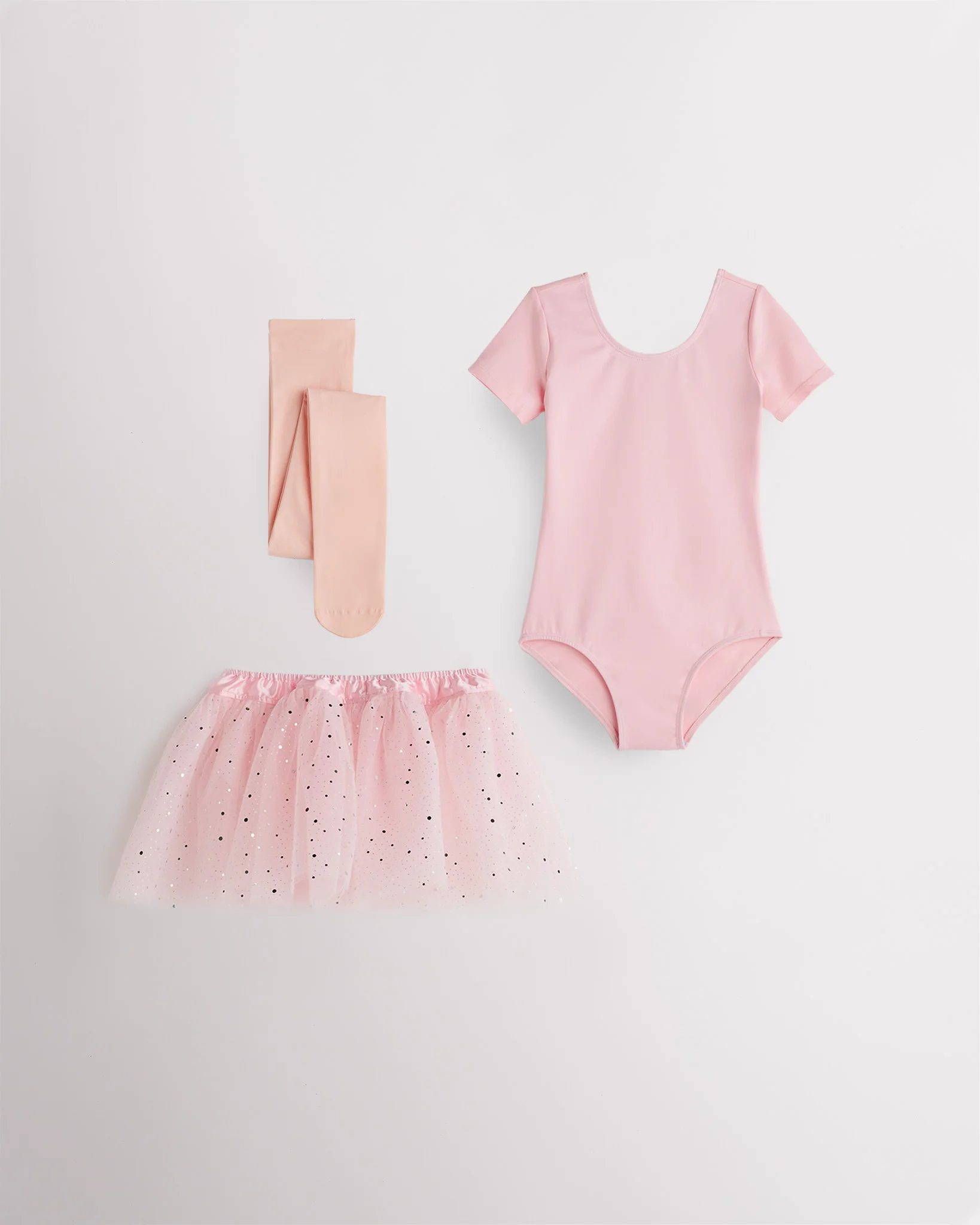 Girls Ballet Leotard Starter Kit (Short Sleeves Leotard & Sparkling Tulle Skirt & Tights)
