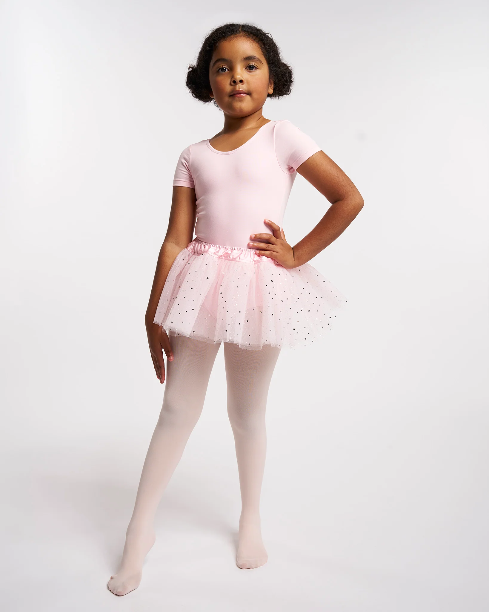 Girls Ballet Leotard Starter Kit (Short Sleeves Leotard & Sparkling Tulle Skirt & Tights) - Image 2