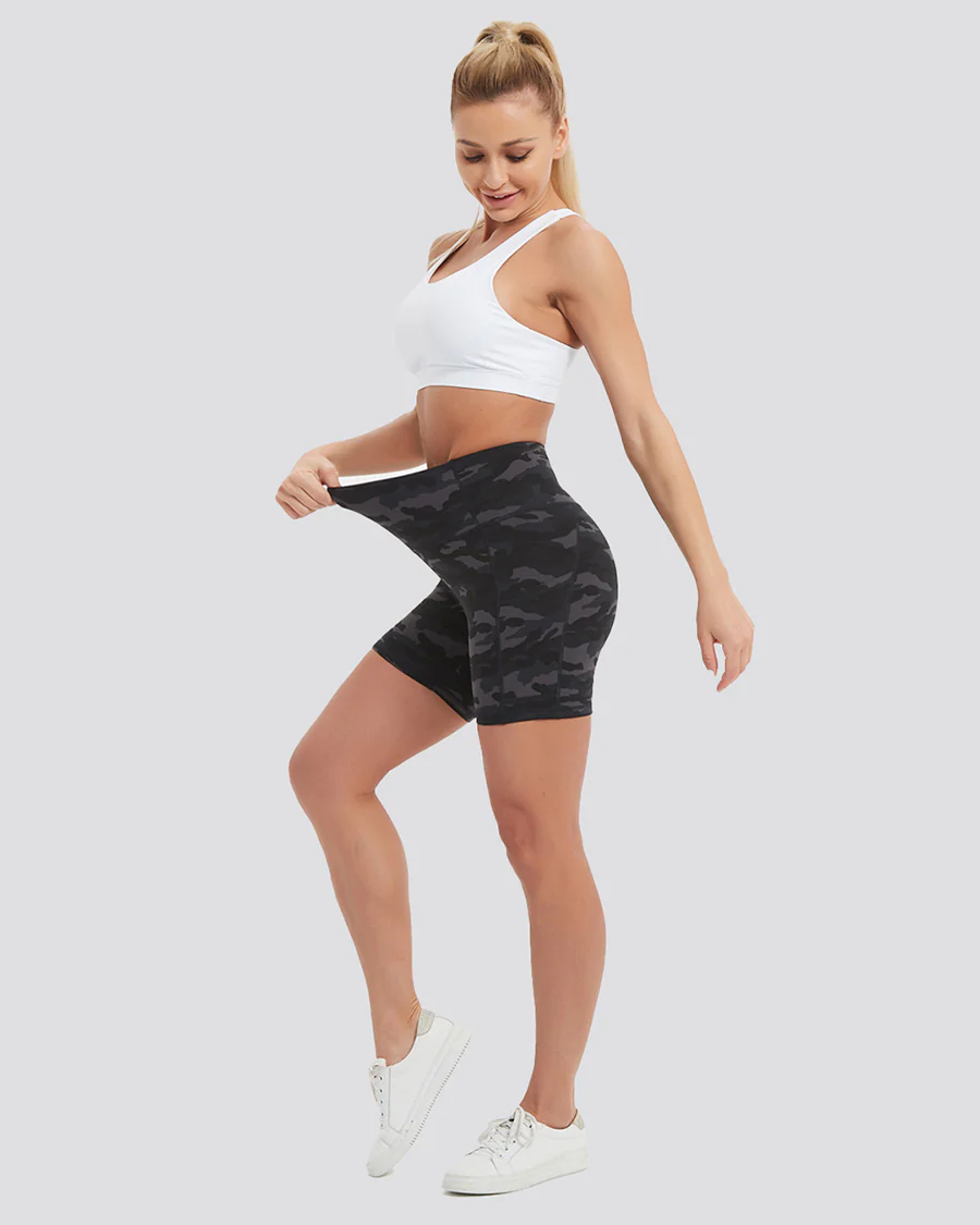 Camo High Waisted Yoga Shorts 5" - Image 4