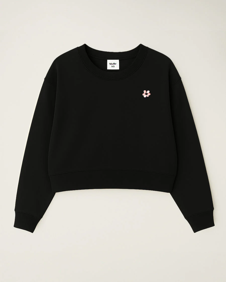 Crop Oversized Sweatshirt | Casual Drop Shoulder Crew Neck Pullover