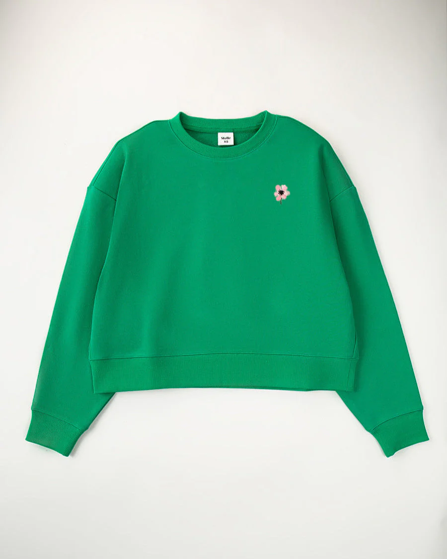 Crop Oversized Sweatshirt | Casual Drop Shoulder Crew Neck Pullover