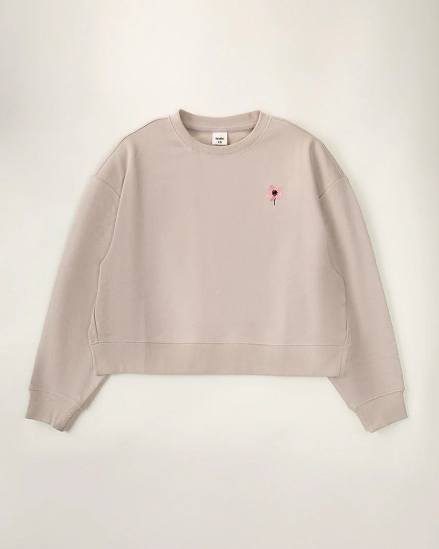 Crop Oversized Sweatshirt | Casual Drop Shoulder Crew Neck Pullover