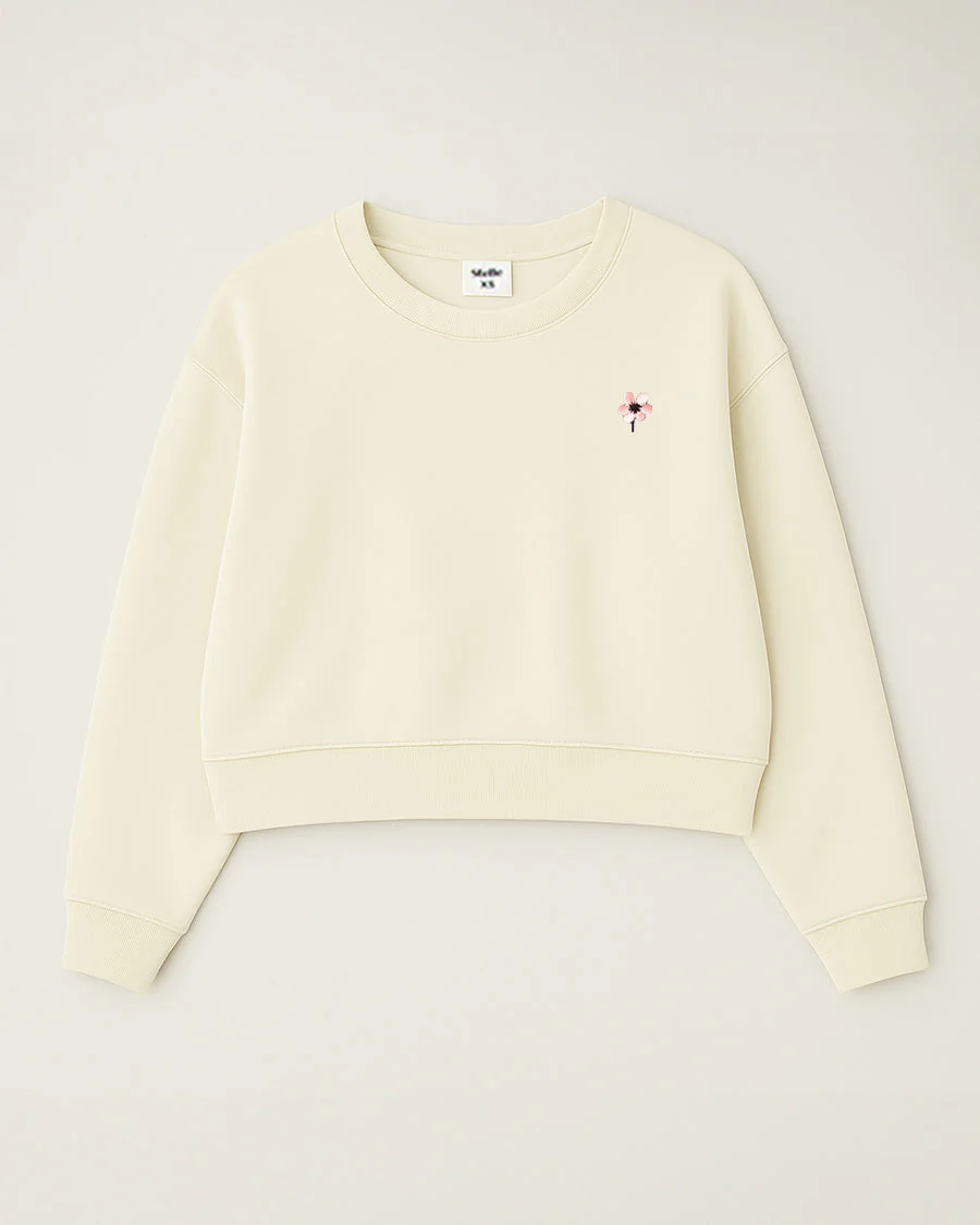 Crop Oversized Sweatshirt | Casual Drop Shoulder Crew Neck Pullover