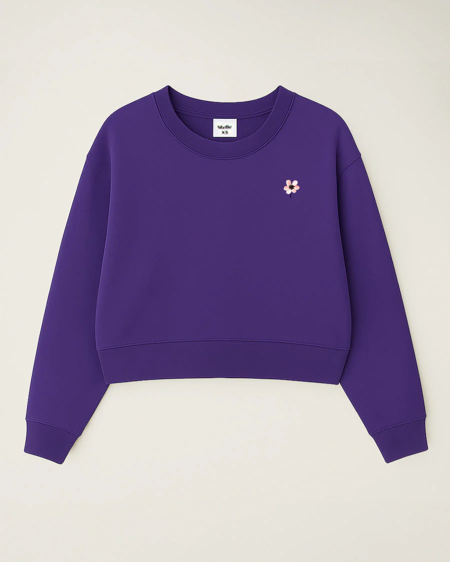 Crop Oversized Sweatshirt | Casual Drop Shoulder Crew Neck Pullover